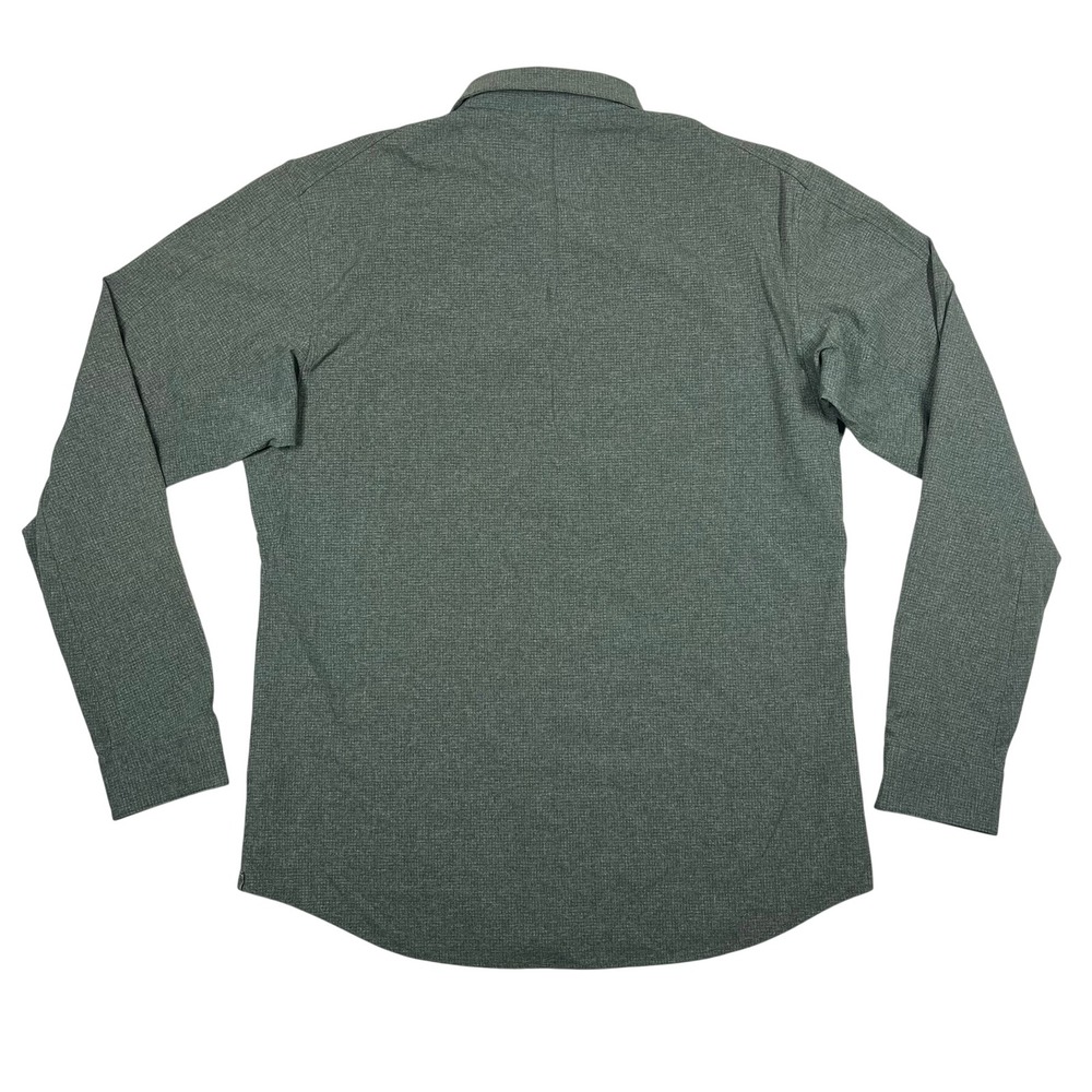 Lululemon Button Down Shirt Mens XL Green Textured Long Sleeve Commission Tech - Picture 4 of 10